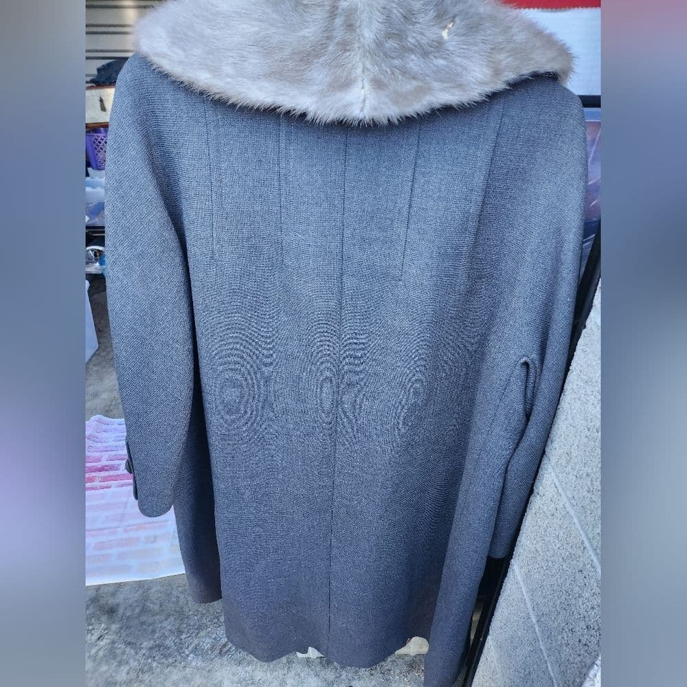 Vintage ILGWU Union Made 1960s Fur Collar Blue Chunky Button Mod Ladies Jacket - Thumbnail 12