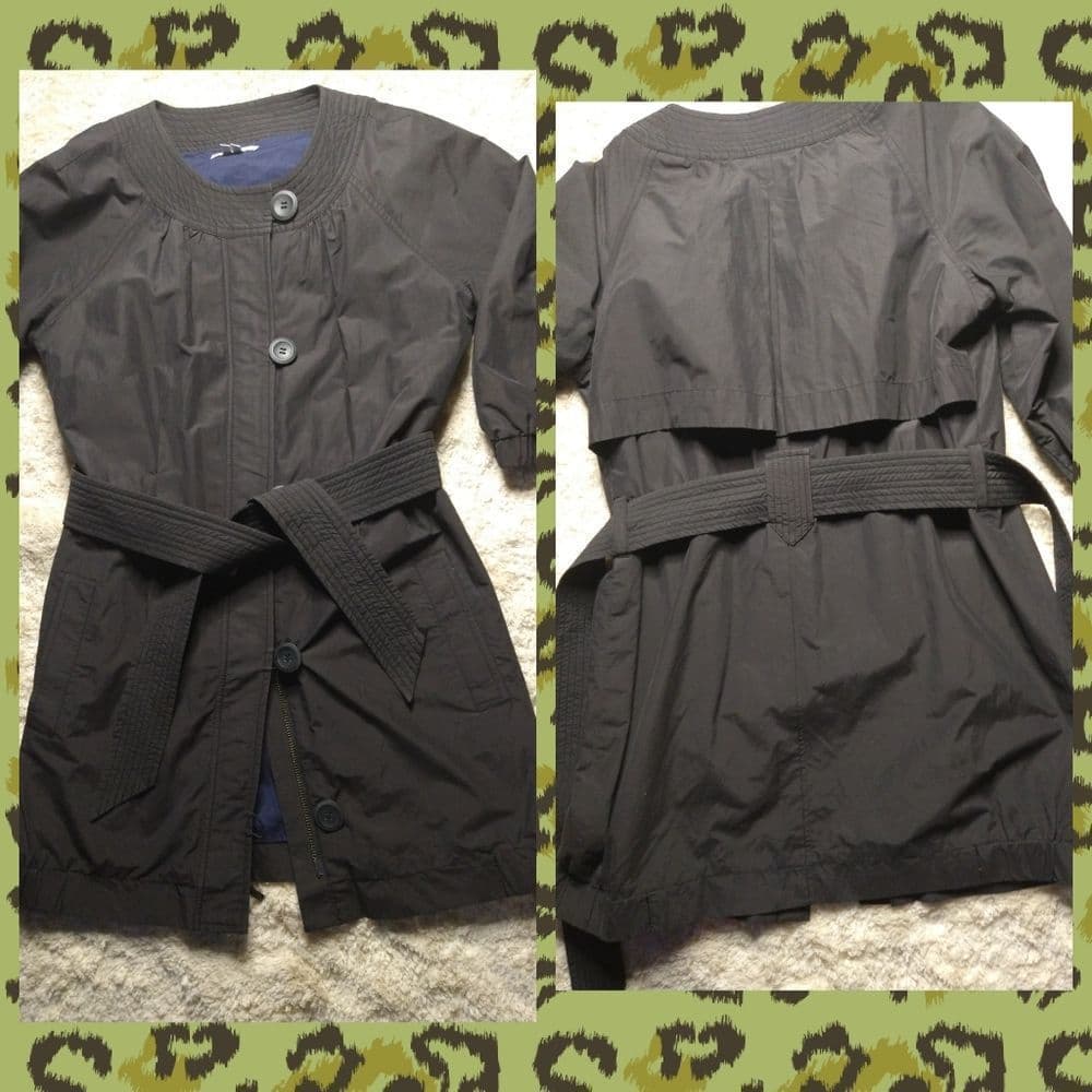 Vince Black Trench Style Belted Crew Neck Jacket - Thumbnail 2
