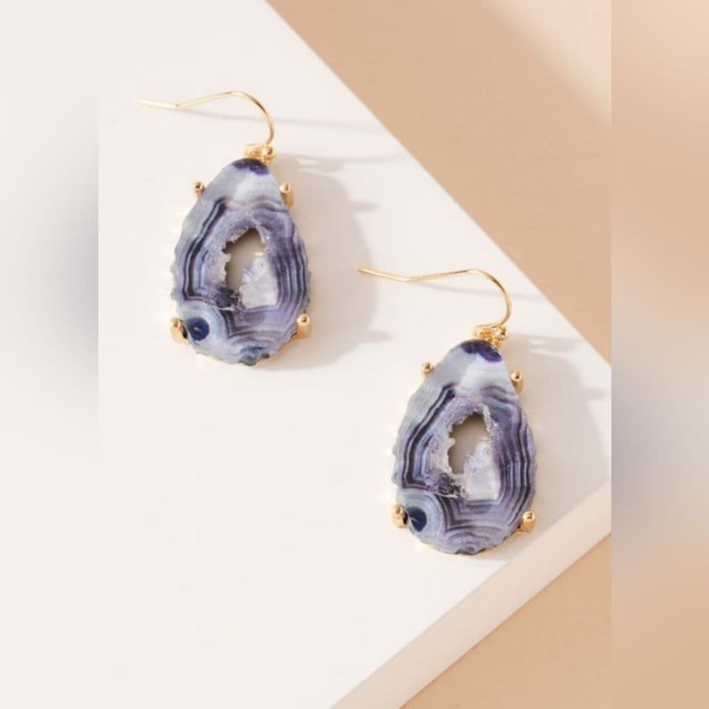 Gorgeous Resin Crystal Agate Geode Pendant and Earring Set - Thumbnail 3