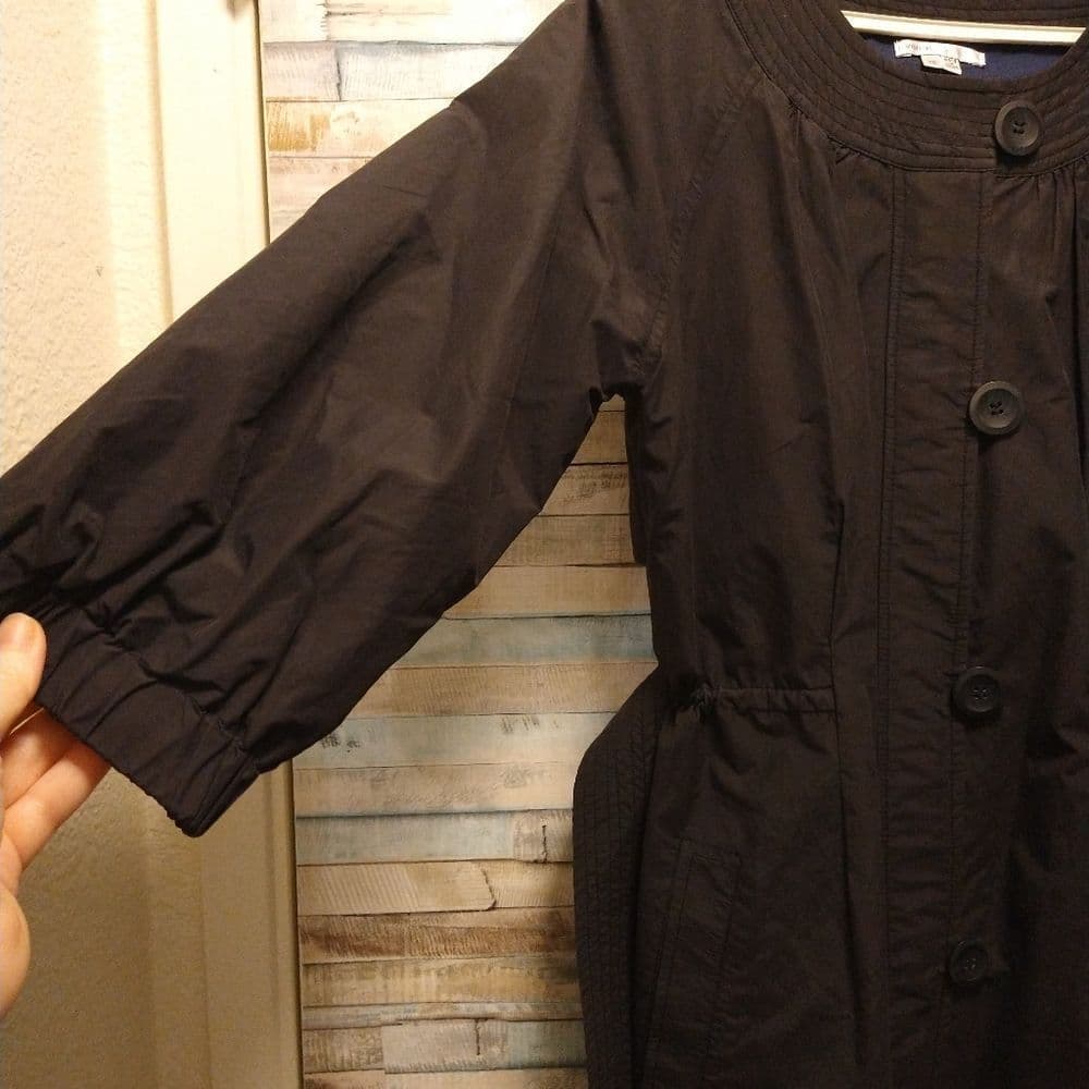 Vince Black Trench Style Belted Crew Neck Jacket - Thumbnail 5