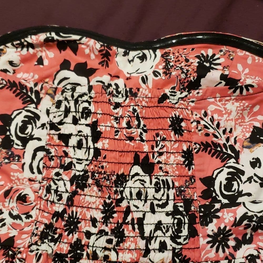 Bebop 🥰 Coral And White Floral strapless summer dress - Thumbnail 4