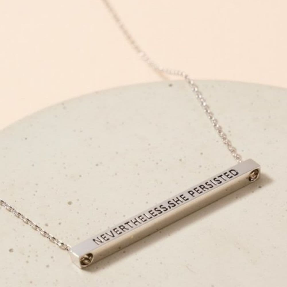 Nevertheless She Persisted Motivational Bar Charm Princess Choker Necklace - Thumbnail 6