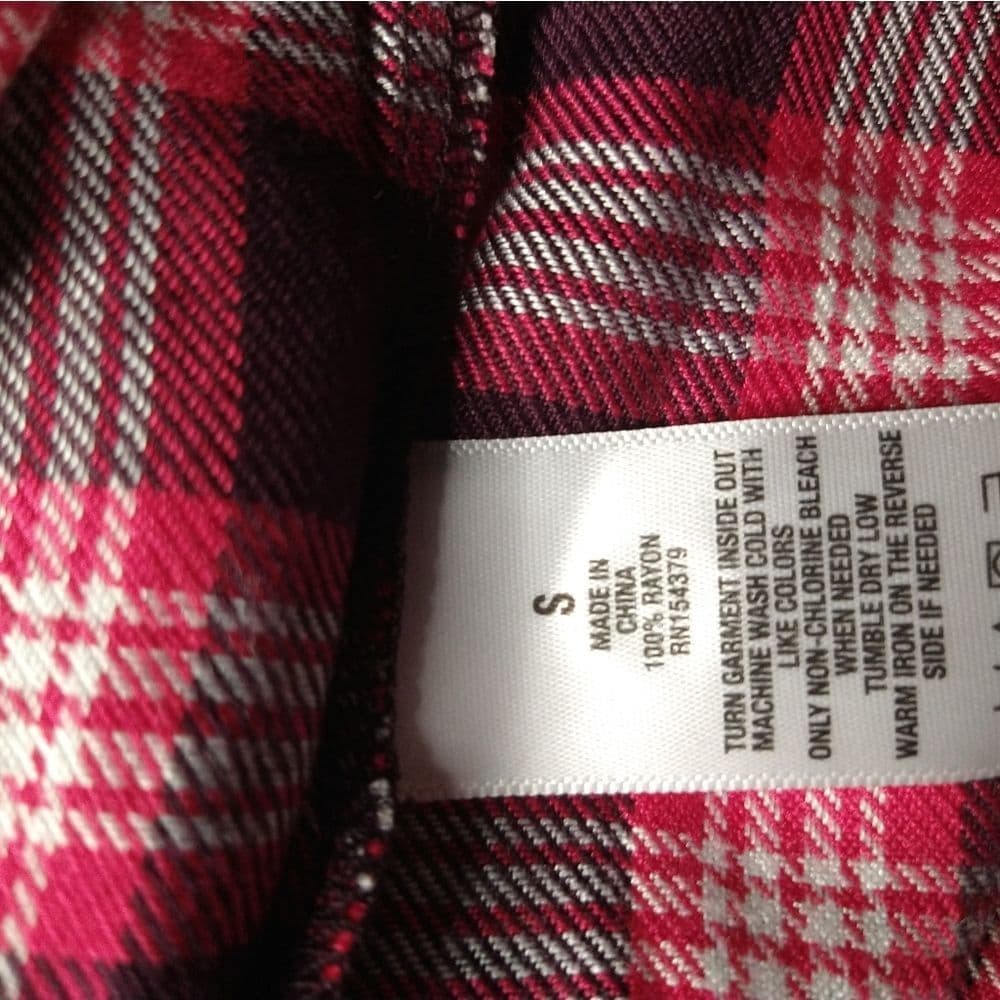 Pink Plaid Aeropostale Pullover Peplum Blouse Partial Button Up - Thumbnail 7