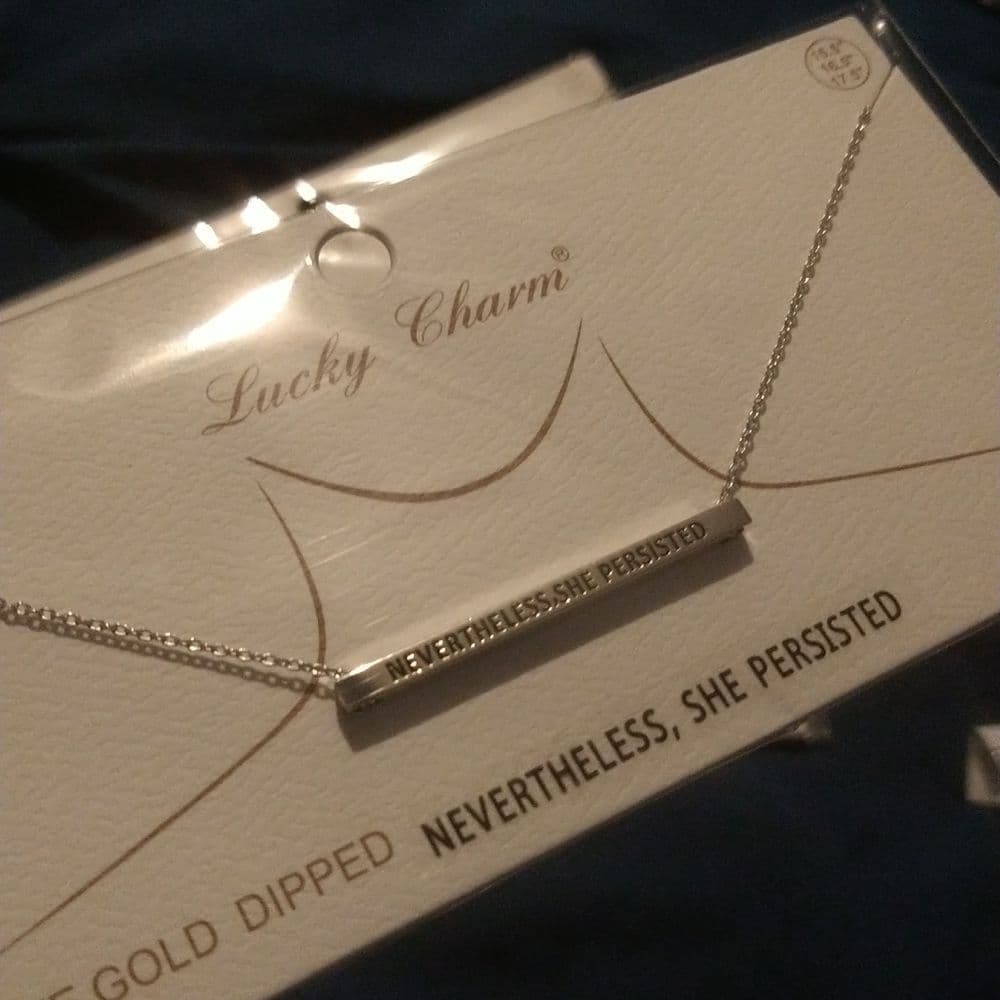 Nevertheless She Persisted Motivational Bar Charm Princess Choker Necklace - Thumbnail 4