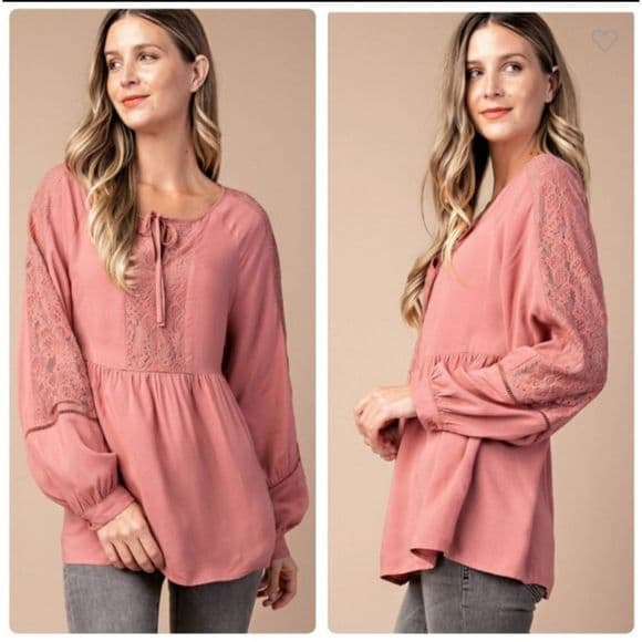 Pretty Rosewood Fabric Peplum Blouse - Thumbnail 5