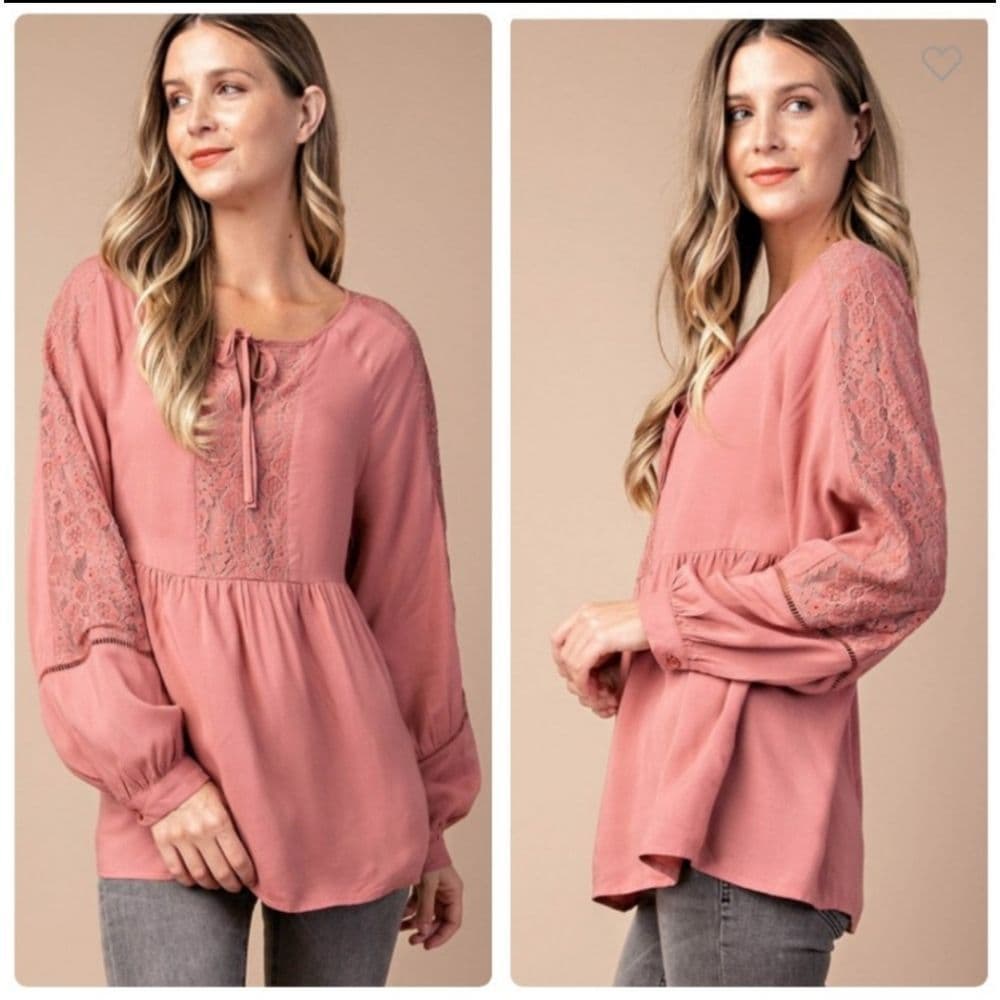 Pretty Rosewood Fabric Peplum Blouse - Thumbnail 4