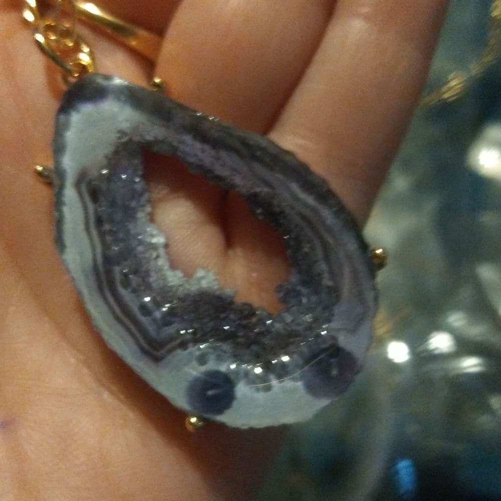 Awesome Long Resin Crystal Geode Agate Pendant Necklaces - Thumbnail 9