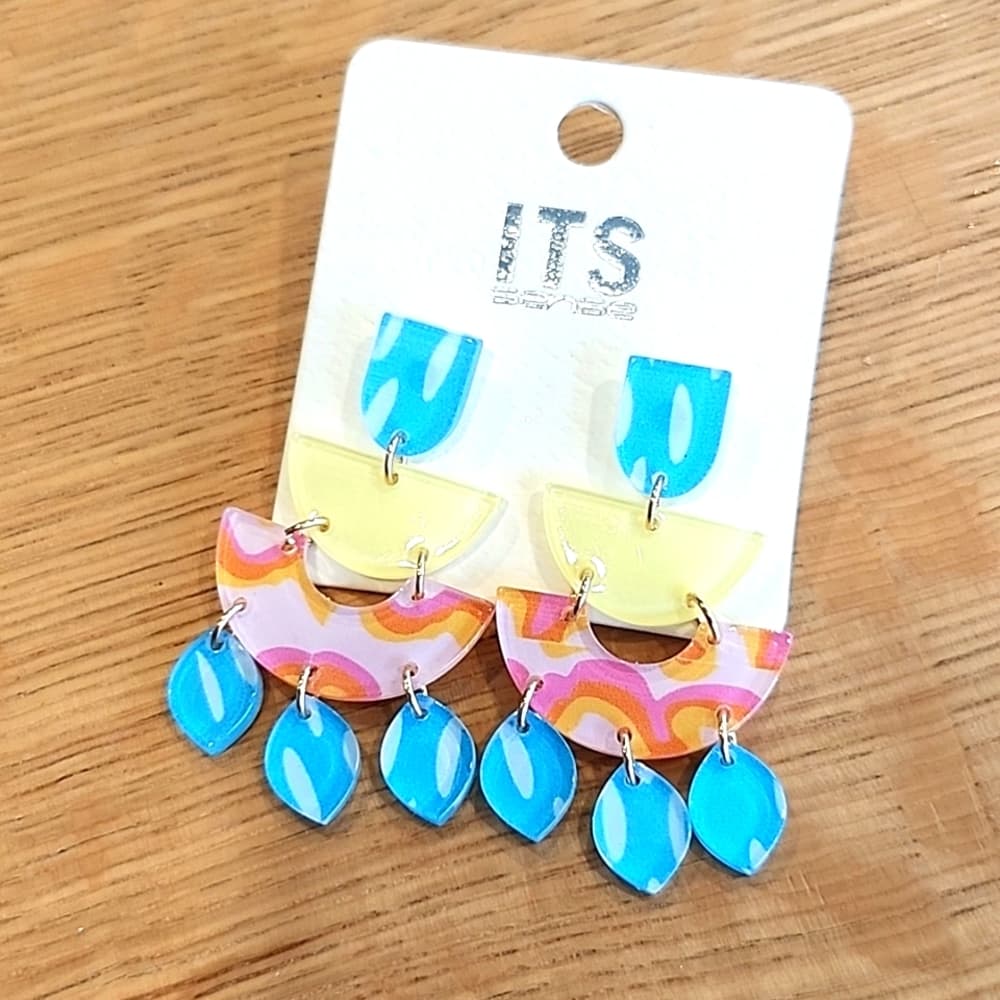 1 Pair Bright Colorful Floral Acrylic Chandelier Dangle Earrings