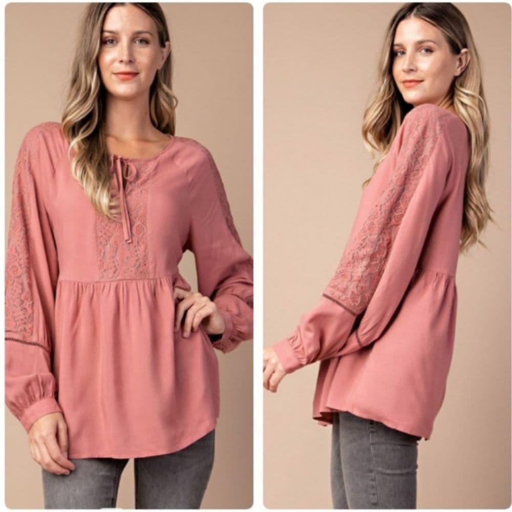Pretty Rosewood Fabric Peplum Blouse - Thumbnail 2