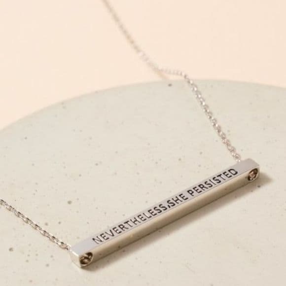 Nevertheless She Persisted Motivational Bar Charm Princess Choker Necklace - Thumbnail 7
