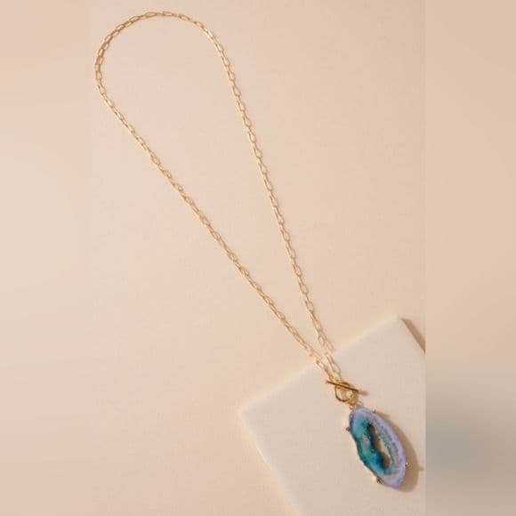 Awesome Long Resin Crystal Geode Agate Pendant Necklaces - Thumbnail 14