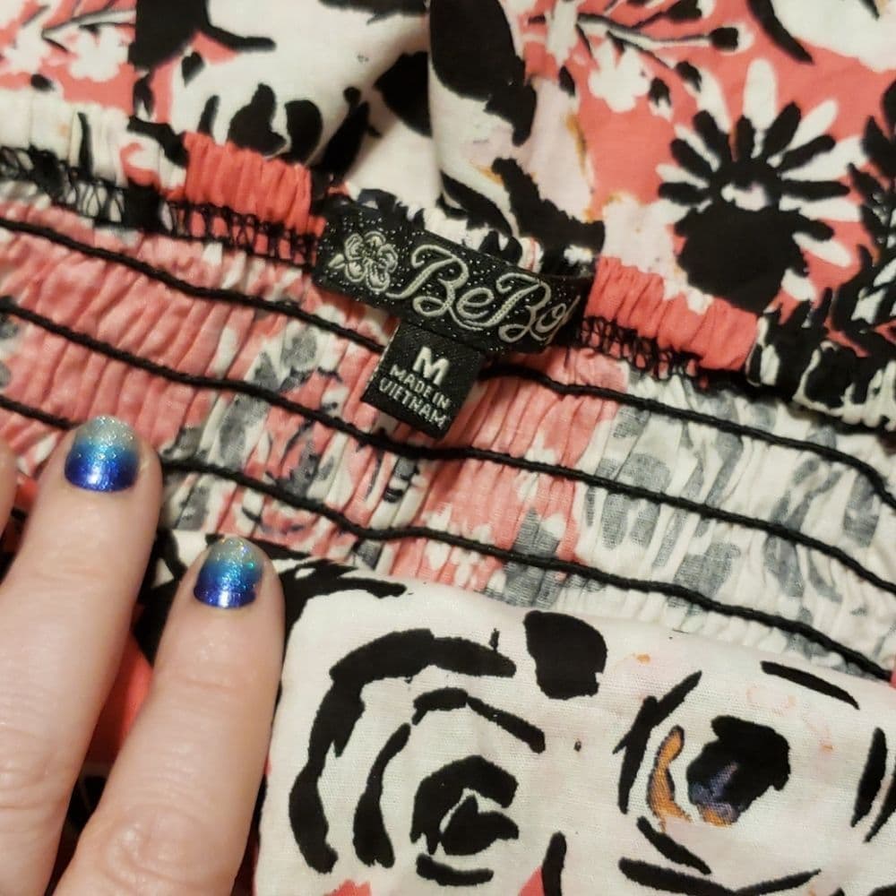 Bebop 🥰 Coral And White Floral strapless summer dress - Thumbnail 3