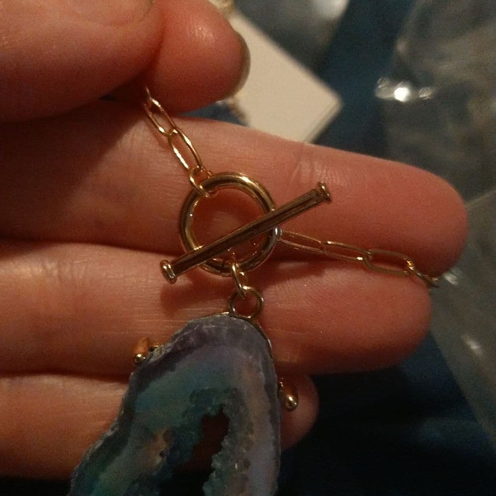 Awesome Long Resin Crystal Geode Agate Pendant Necklaces - Thumbnail 12