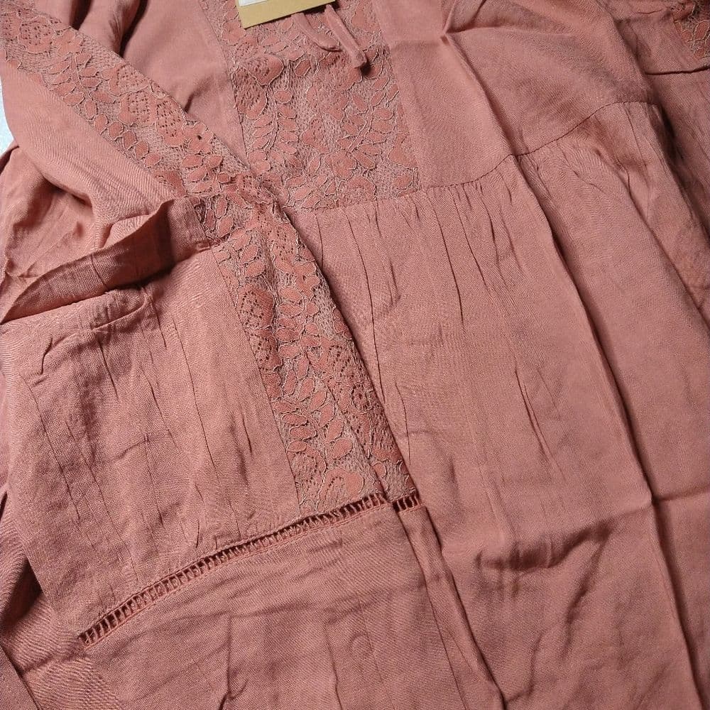 Pretty Rosewood Fabric Peplum Blouse - Thumbnail 3