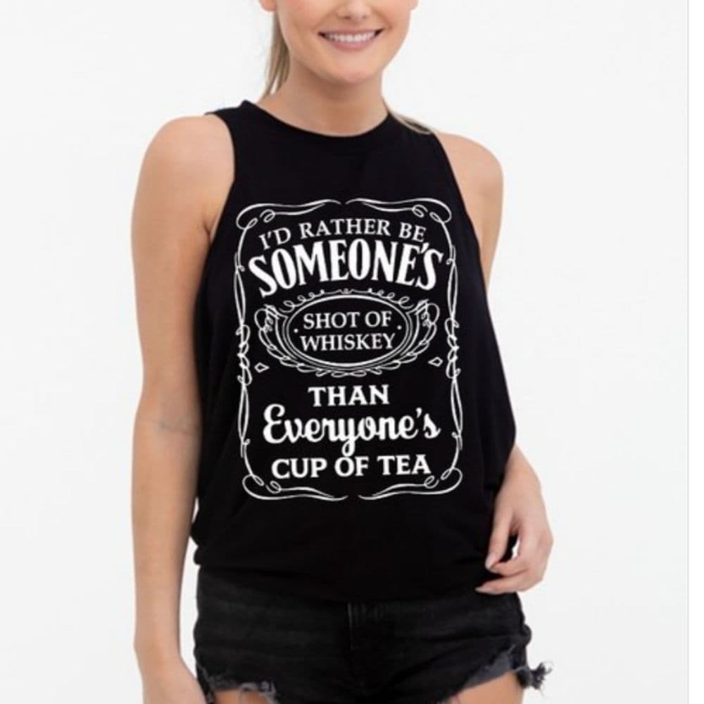 Black and White Funny Graphic Tank Top - Thumbnail 6
