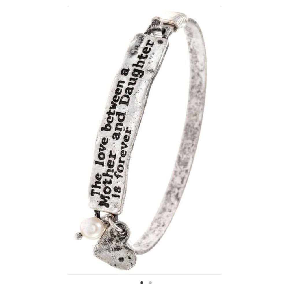Silver Tone Mother and Daughter Engraved Charm Bracelet - Thumbnail 9