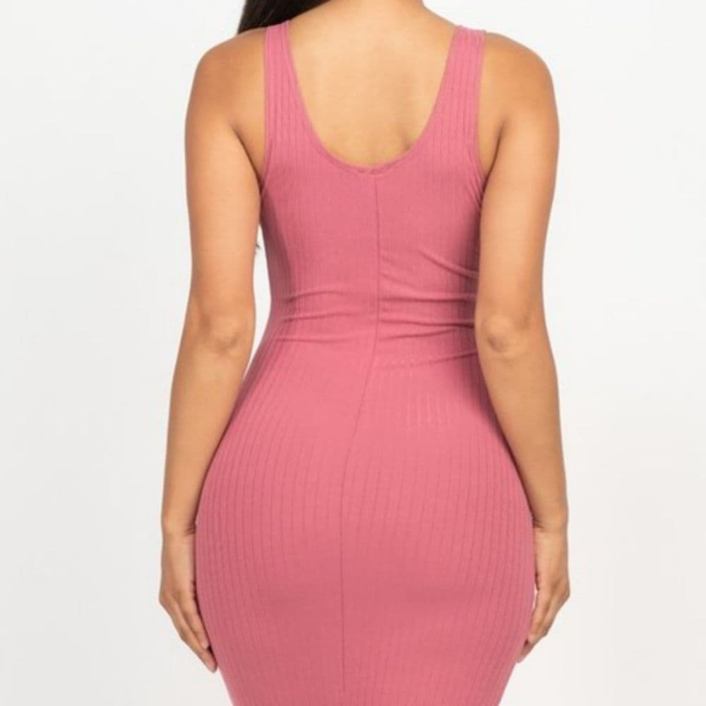 Basic Soft and Stretchy Body Con Sexy Navy Blue Dress - Thumbnail 2