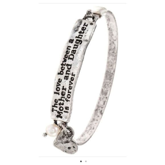 Silver Tone Mother and Daughter Engraved Charm Bracelet - Thumbnail 10