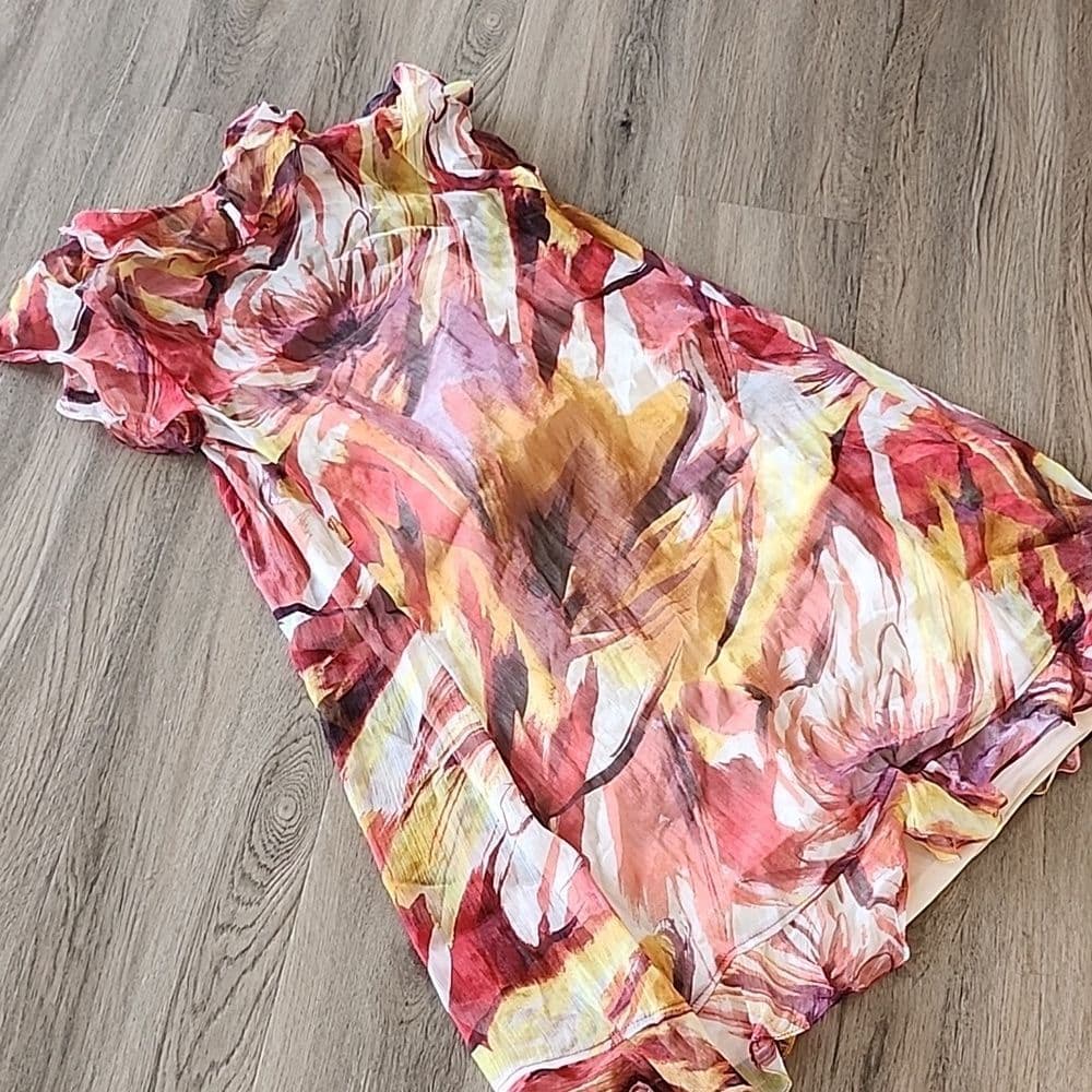 Vintage Two Piece Piko 1988 90s Y2K Dress With Floral Wrap - Thumbnail 9