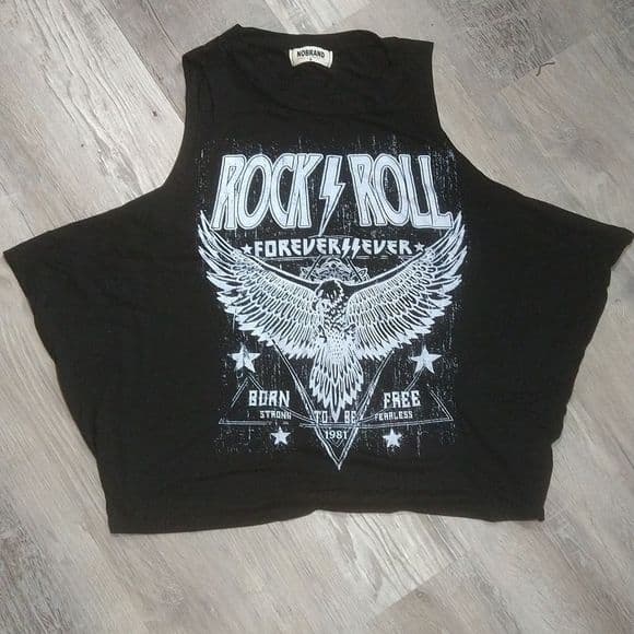 Rock ⚡ Roll Oversized Crop Top Tank - Thumbnail 7