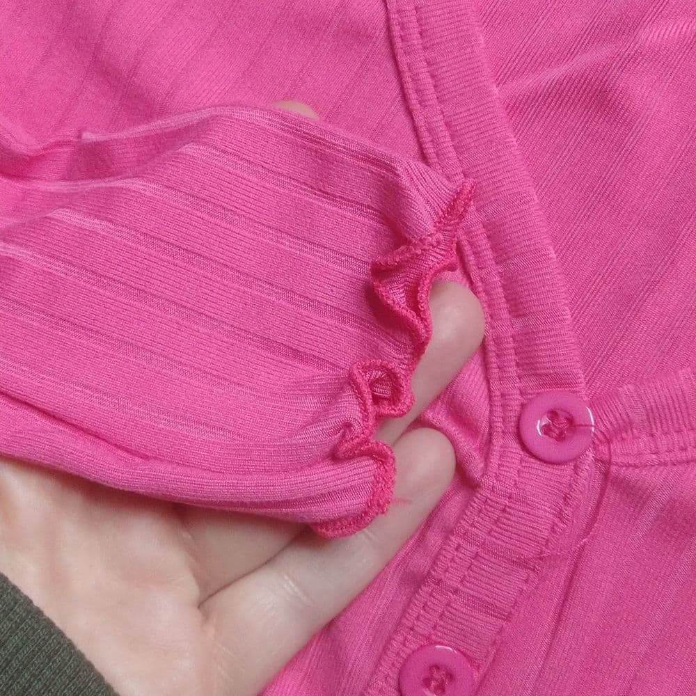 Berry Pink Ribbed Long Sleeve Soft Stretchy Crop Top - Thumbnail 6