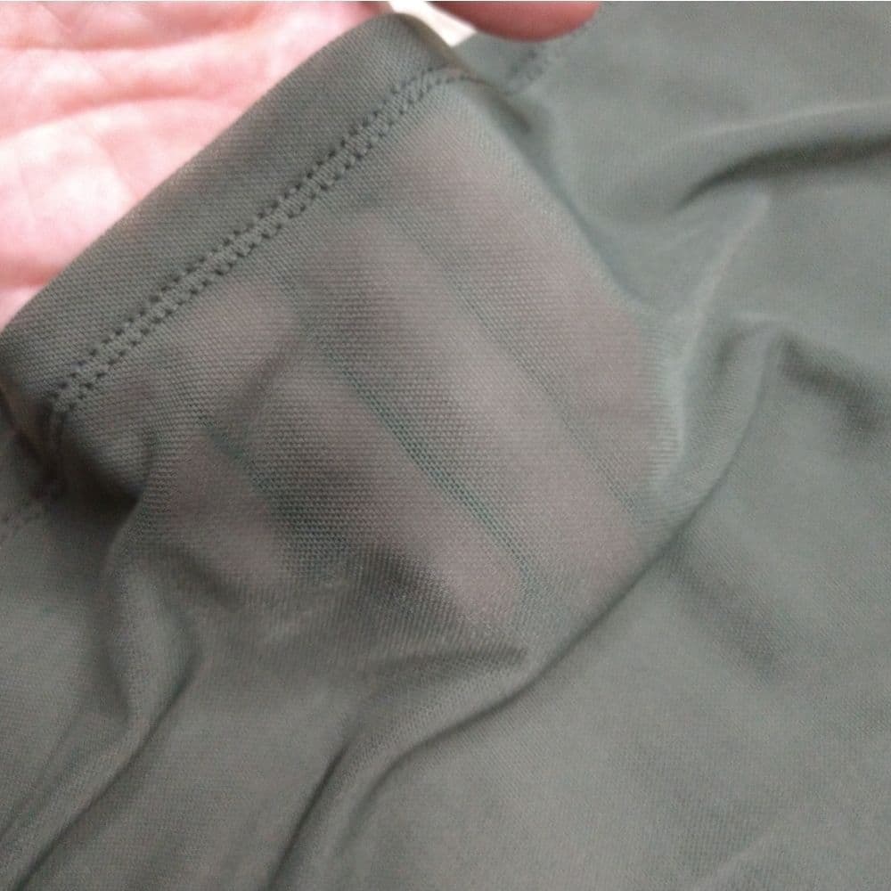 Olive Green Red And Burgundy Short Sleeve Sheer Sexy Crop Top - Thumbnail 7