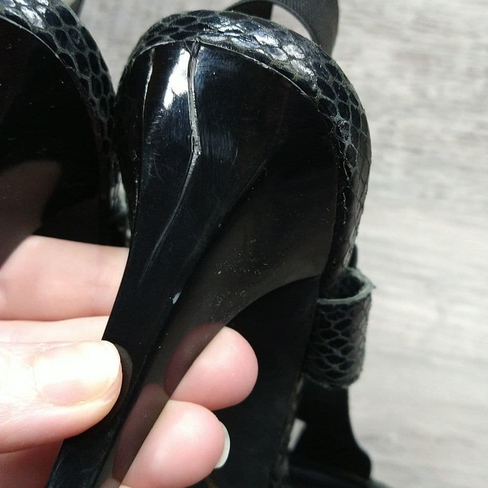 3 For 10 Sale BCBG Paris Elastic and Leather Sling Back Heels - Thumbnail 5