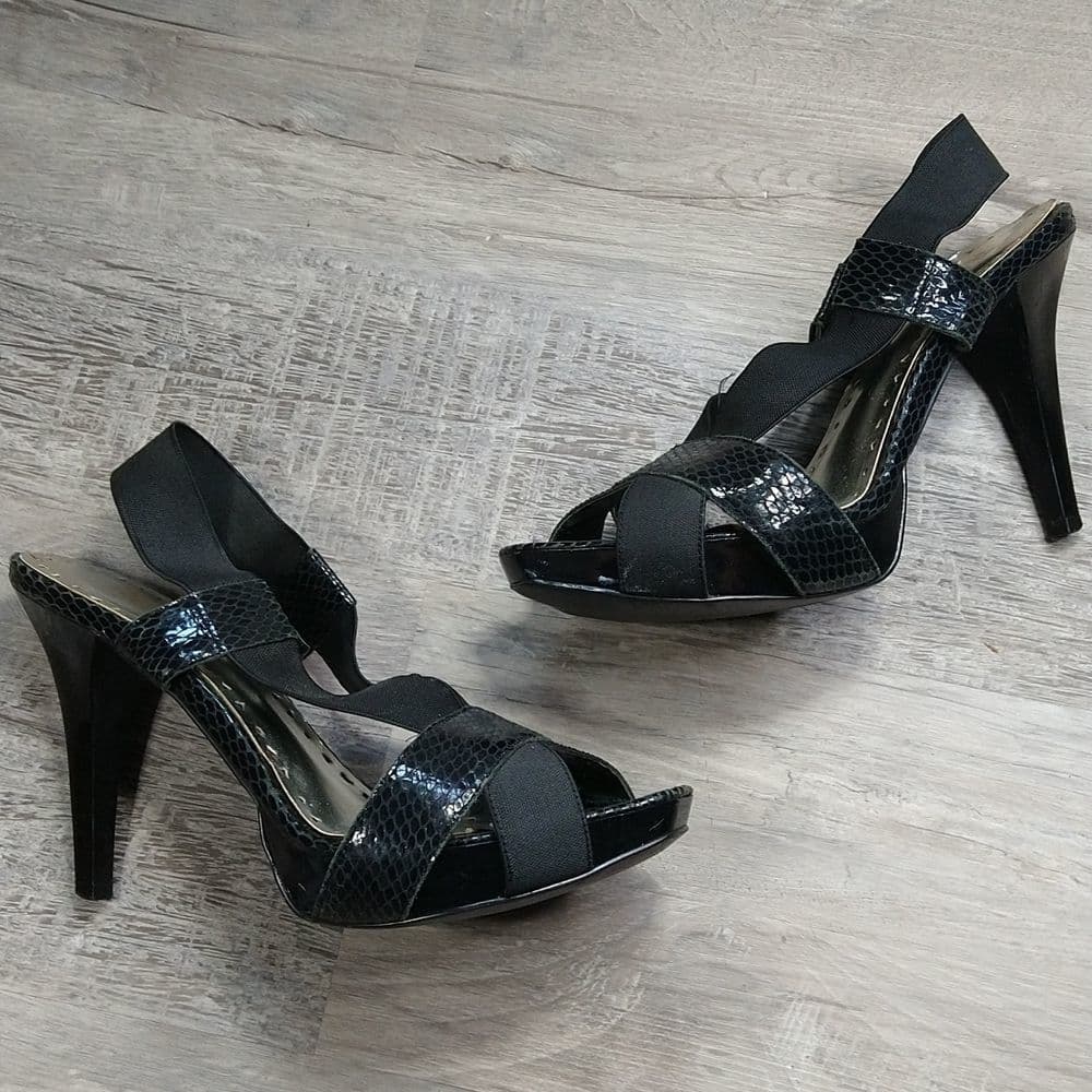 3 For 10 Sale BCBG Paris Elastic and Leather Sling Back Heels - Thumbnail 2