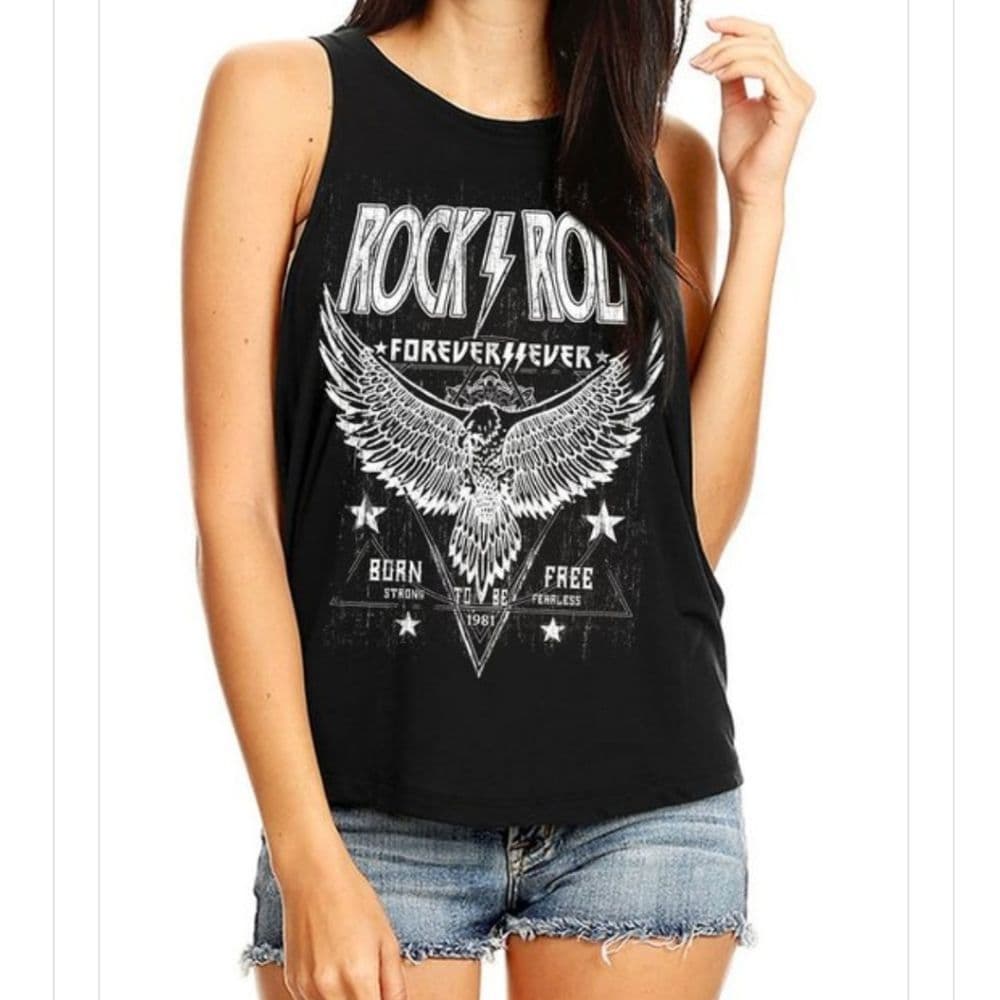 Rock ⚡ Roll Oversized Crop Top Tank