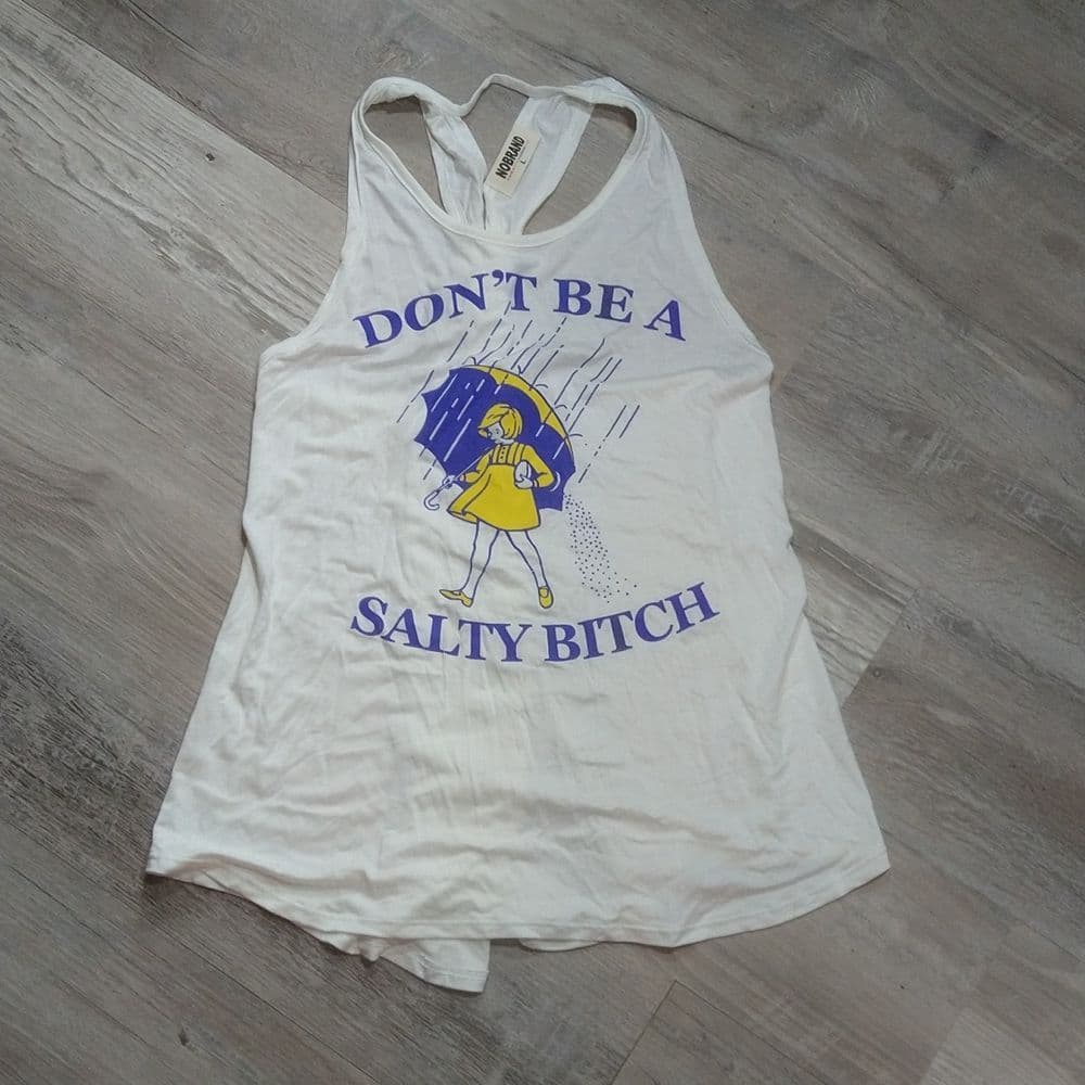 White Don't Be a Salty B*tch Twist Back Graphic Tank Top