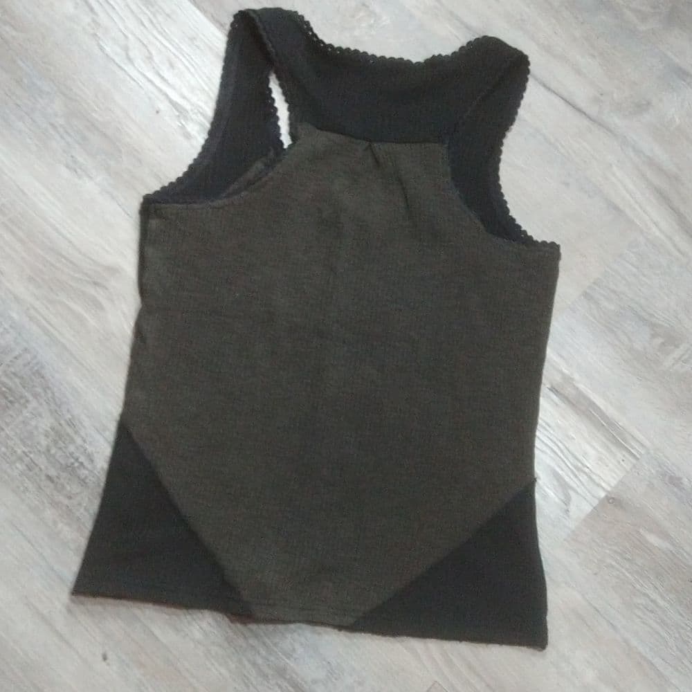 POL Charcoal Black Button Up Ribbed Knot Tank - Thumbnail 6