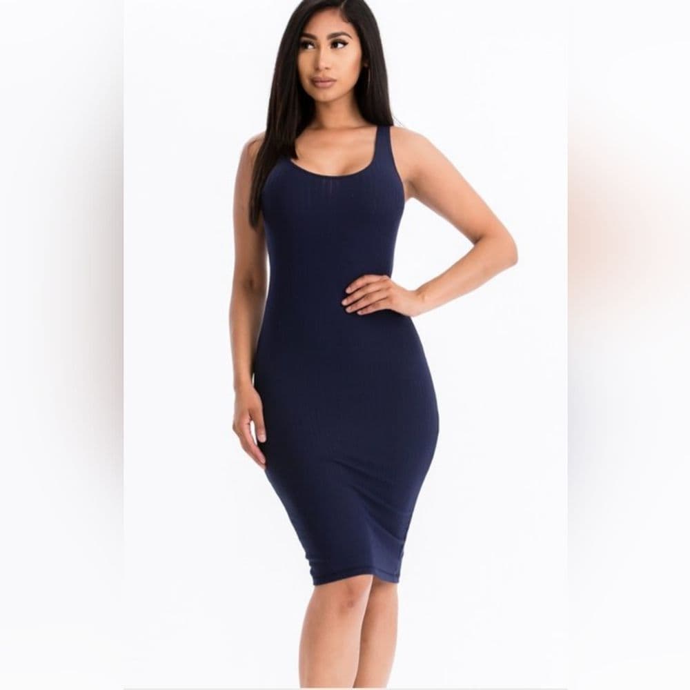 Basic Soft and Stretchy Body Con Sexy Olive Green Dress - Thumbnail 2