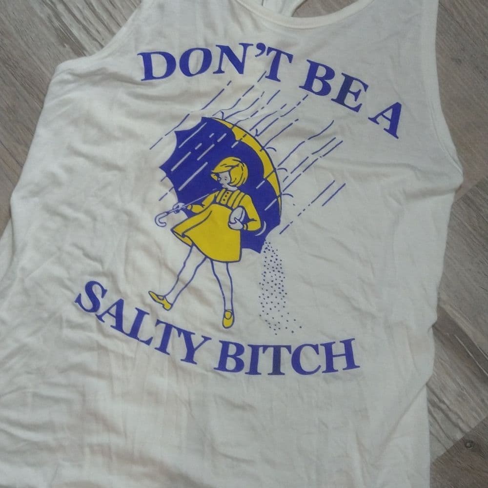 White Don't Be a Salty B*tch Twist Back Graphic Tank Top - Thumbnail 2