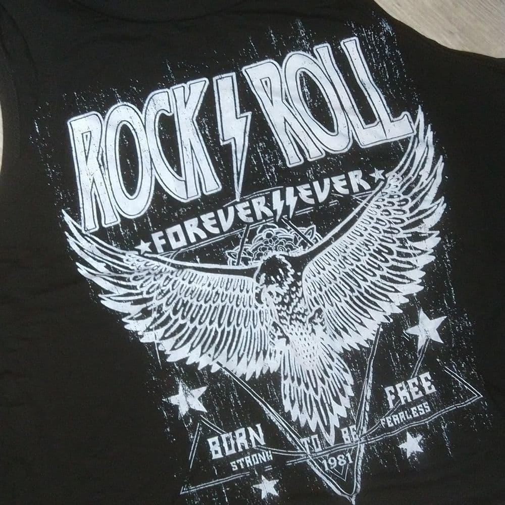 Rock ⚡ Roll Oversized Crop Top Tank - Thumbnail 3