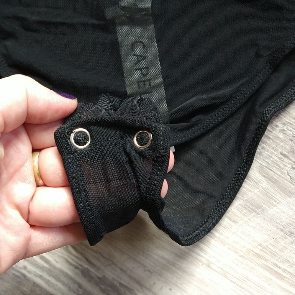 Sexy Black Stretchy Poly Mesh Jersey Crisscross Backless Body Suit - Thumbnail 5