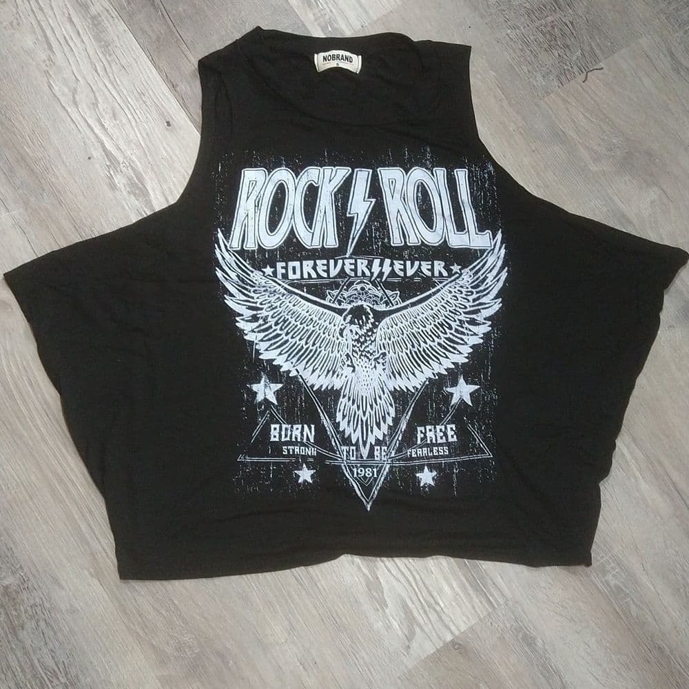 Rock ⚡ Roll Oversized Crop Top Tank - Thumbnail 6