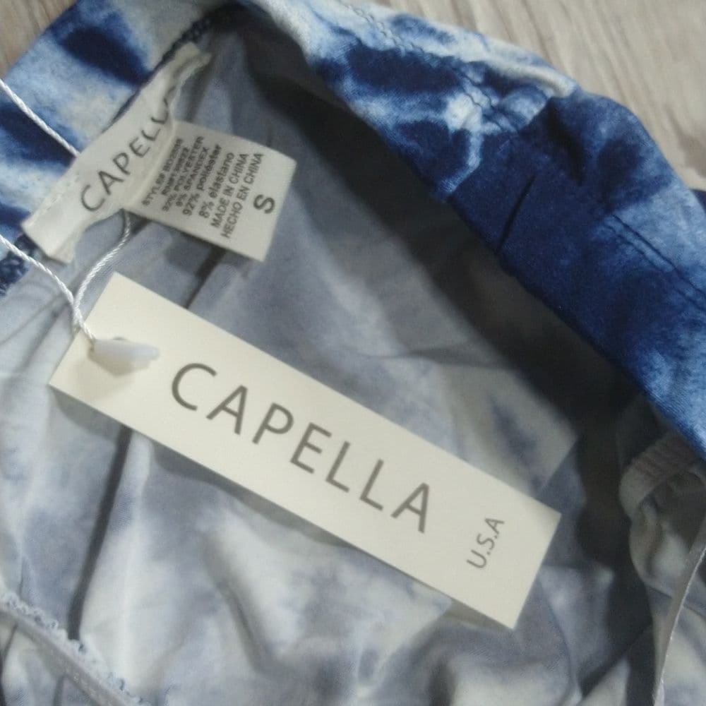Blue and White Tie Dye Strapless Body Con Dress - Thumbnail 5