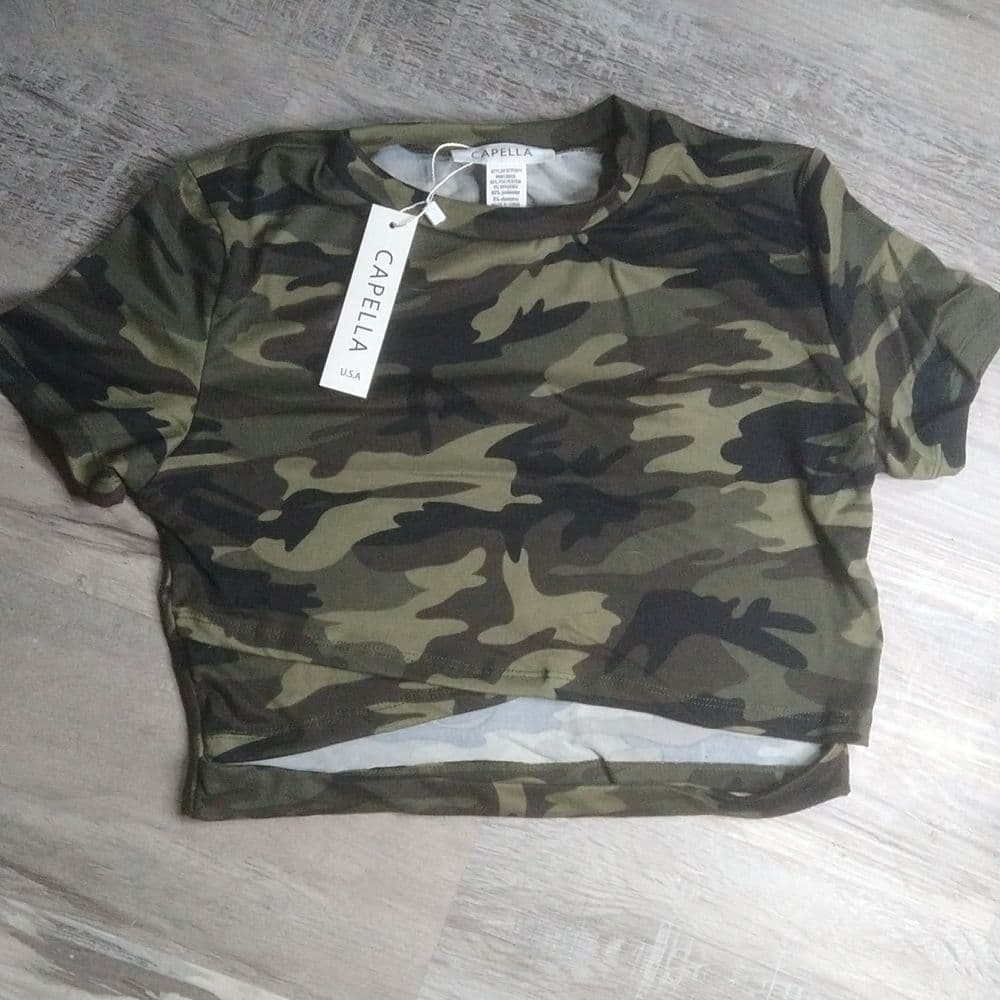 Camo Crop Top And Cargo Style Pant Matching Sexy 2 Piece Outfit - Thumbnail 12