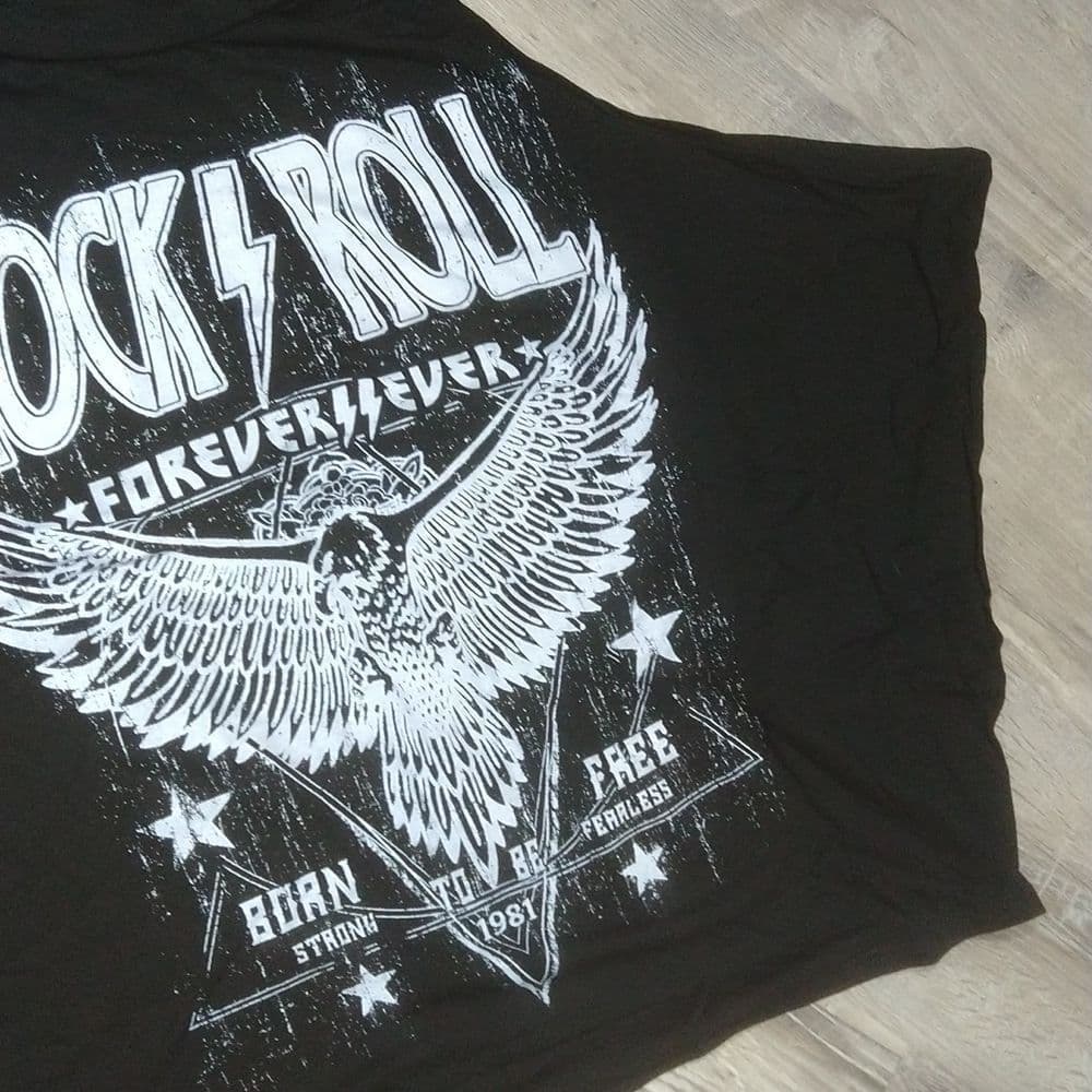 Rock ⚡ Roll Oversized Crop Top Tank - Thumbnail 5