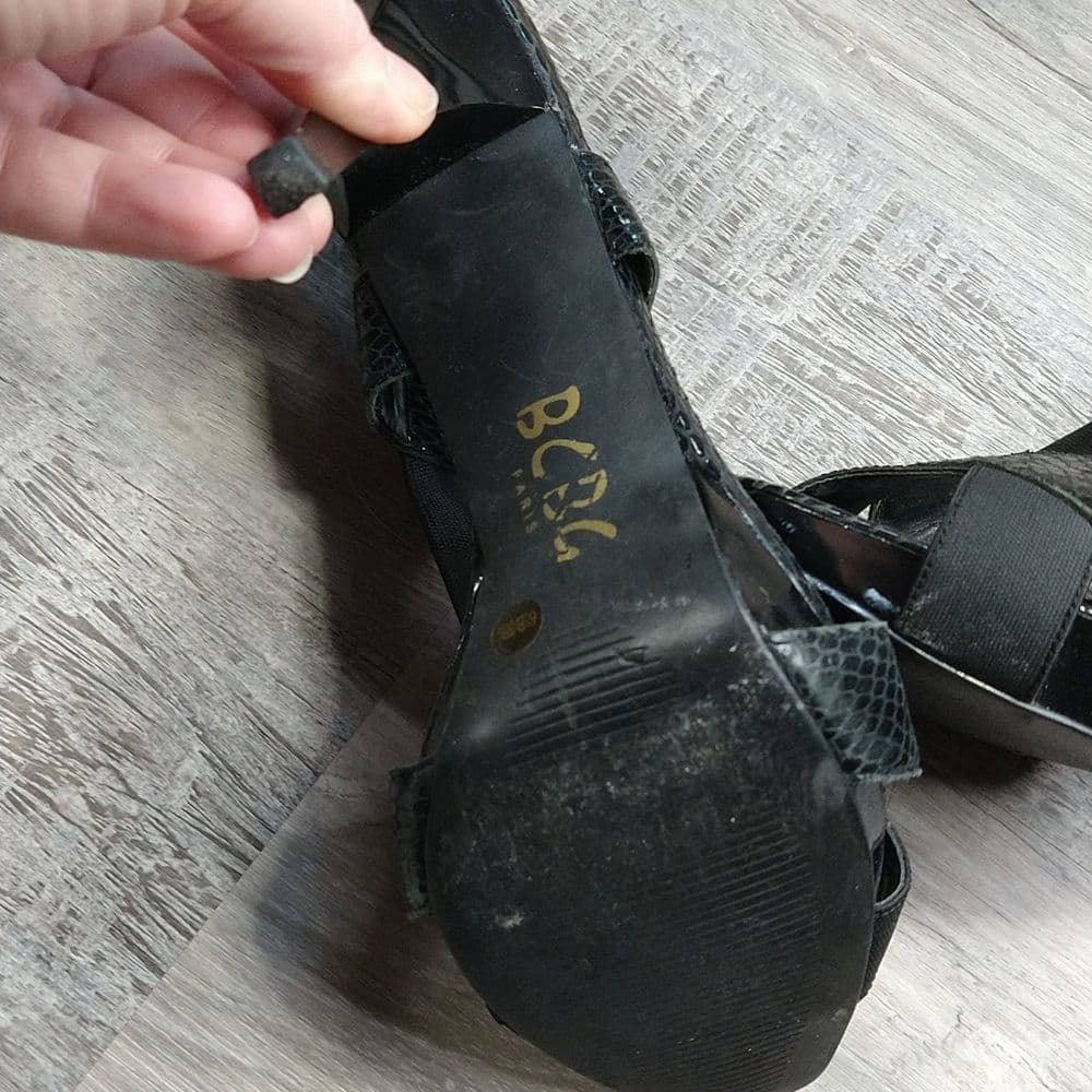 3 For 10 Sale BCBG Paris Elastic and Leather Sling Back Heels - Thumbnail 3