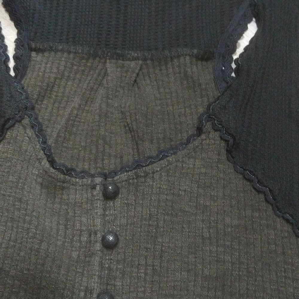 POL Charcoal Black Button Up Ribbed Knot Tank - Thumbnail 4