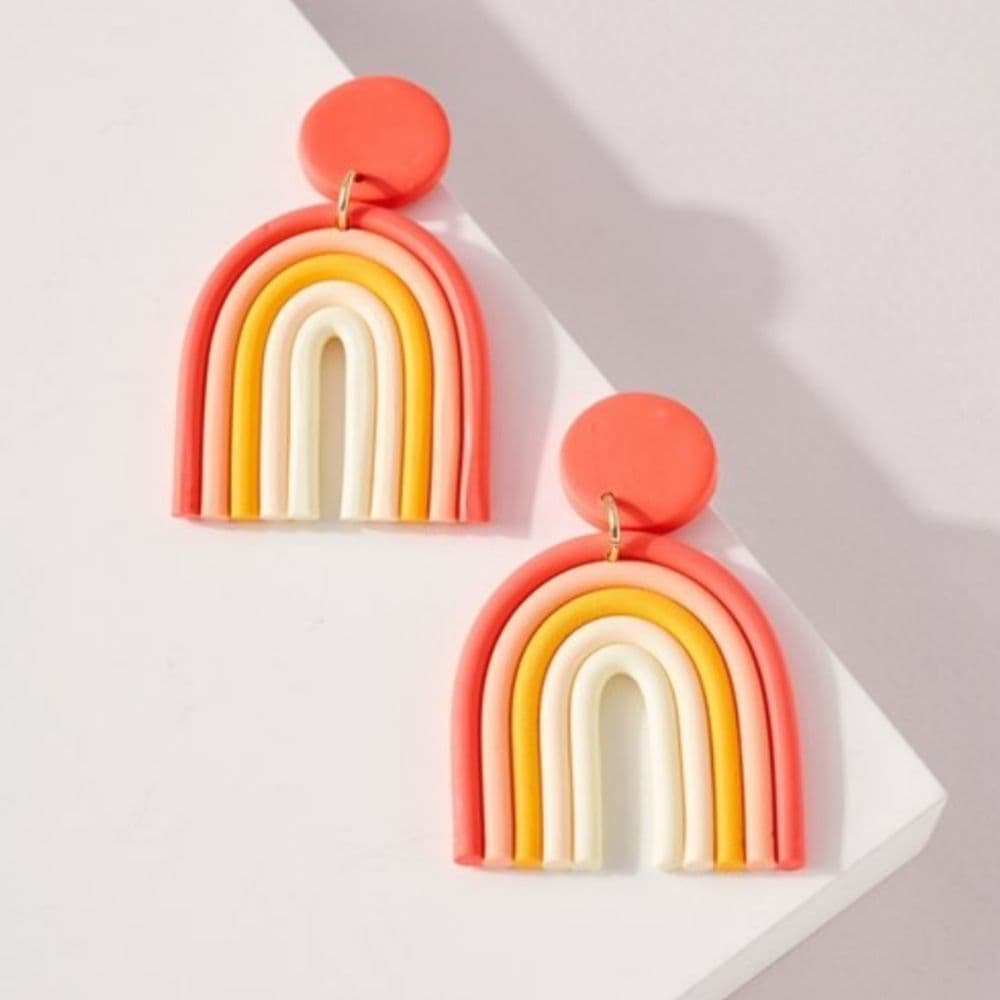 Purple Rainbow Clay Drop Earrings - Thumbnail 9