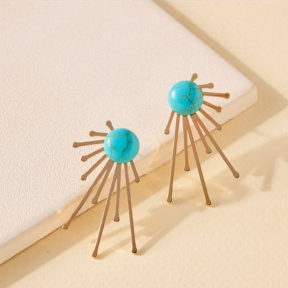 Vintage Style Starburst Gemstone Earrings - Thumbnail 10