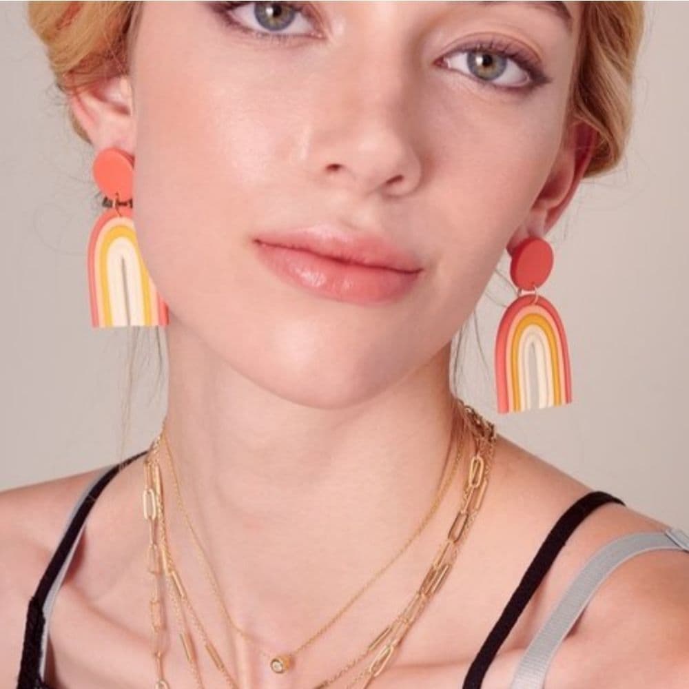 Purple Rainbow Clay Drop Earrings - Thumbnail 10