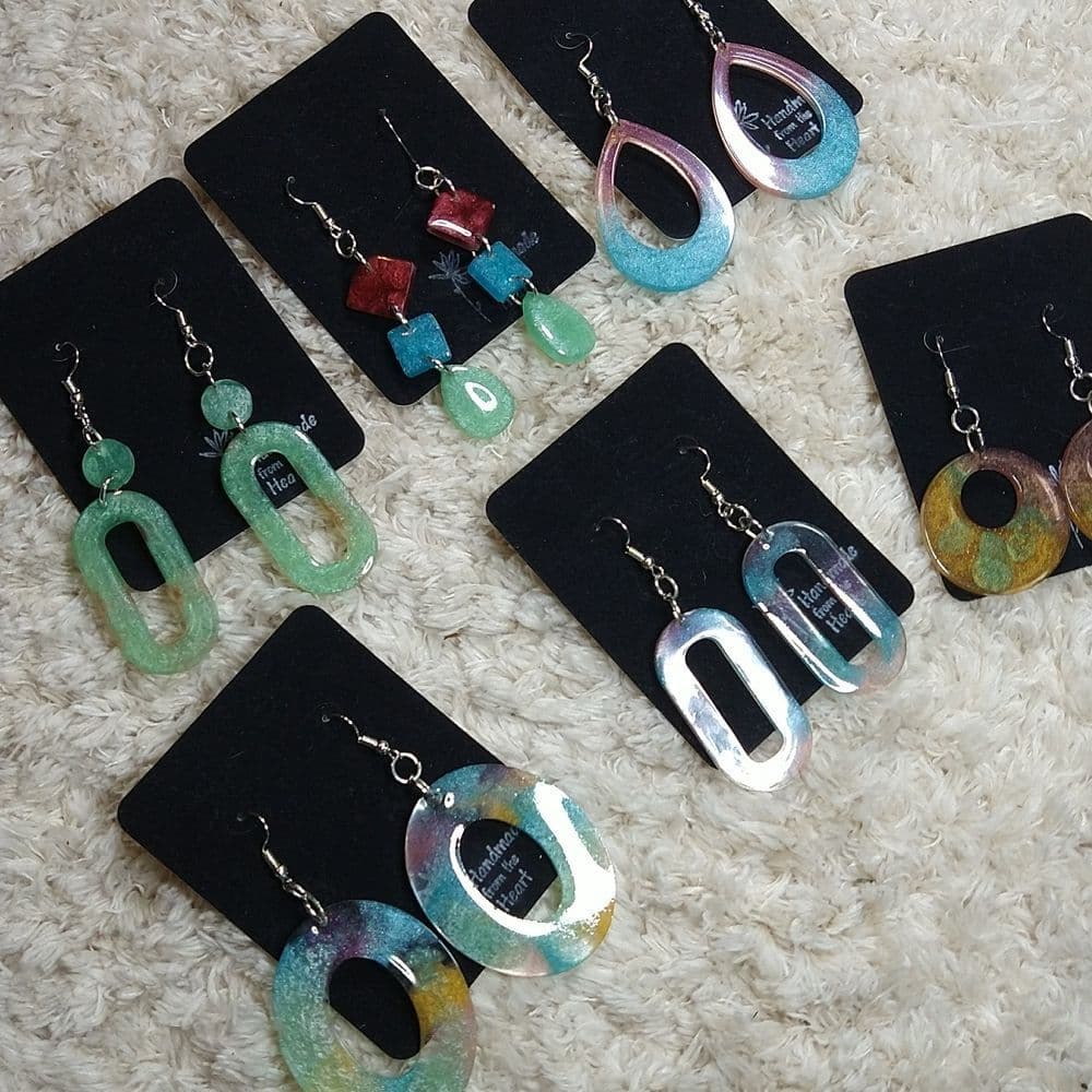 6 Pairs of Bright Colorful Resin Earrings