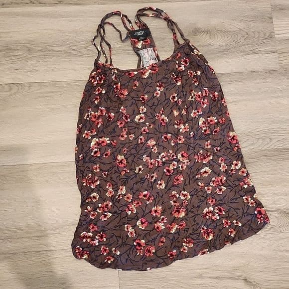 Deletta Brown Floral Racer Back Tank Top - Thumbnail 8