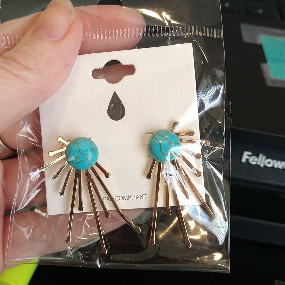 Vintage Style Starburst Gemstone Earrings - Thumbnail 5