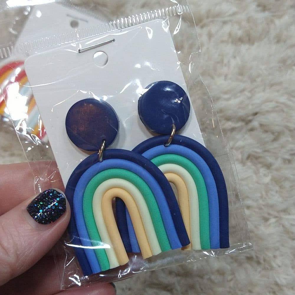 Retro Style Colorful Clay Rainbow Earrings