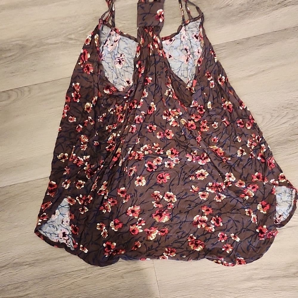 Deletta Brown Floral Racer Back Tank Top - Thumbnail 5