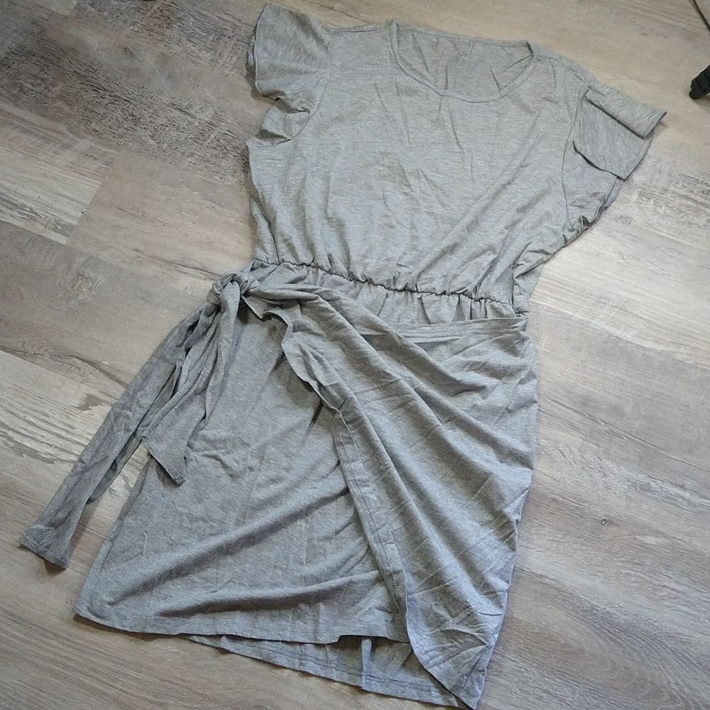 Cute and Casual Soft Stretchy Faux Wrap Ruffle Sleeve Dress - Thumbnail 4